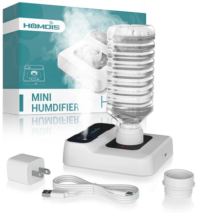 HOMDIS HU200 Travel Humidifier, Portable Humidifier for Plants, Bedroom, Office, Hotel or Car, 5000mAh Battery Operated Mini Cool Mist Humidifiers, Quiet 23dB, Auto-off, Night Light & BPA-Free