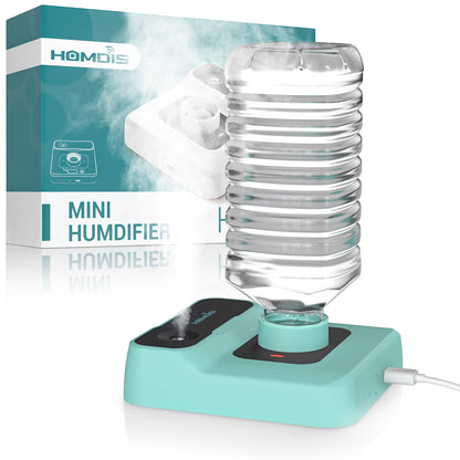 HOMDIS HU100 Portable Humidifier, Small Mini Humidifier with Auto Shut-Off, Nightlight and Storage Bag for Travel, Hotel, Bedroom or Office, Plant Humidifier Indoor