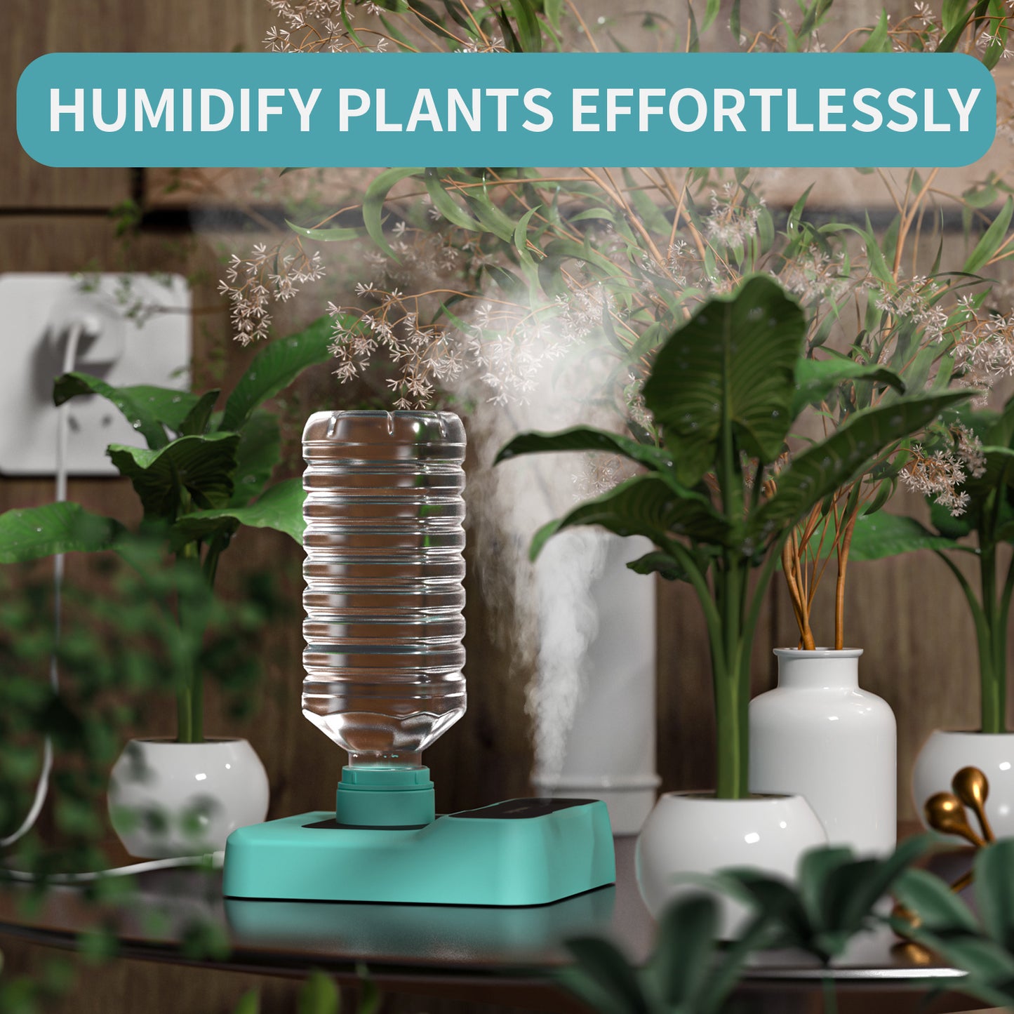 HOMDIS HU200 Travel Humidifier, Portable Humidifier for Plants, Bedroom, Office, Hotel or Car, 5000mAh Battery Operated Mini Cool Mist Humidifiers, Quiet 23dB, Auto-off, Night Light & BPA-Free