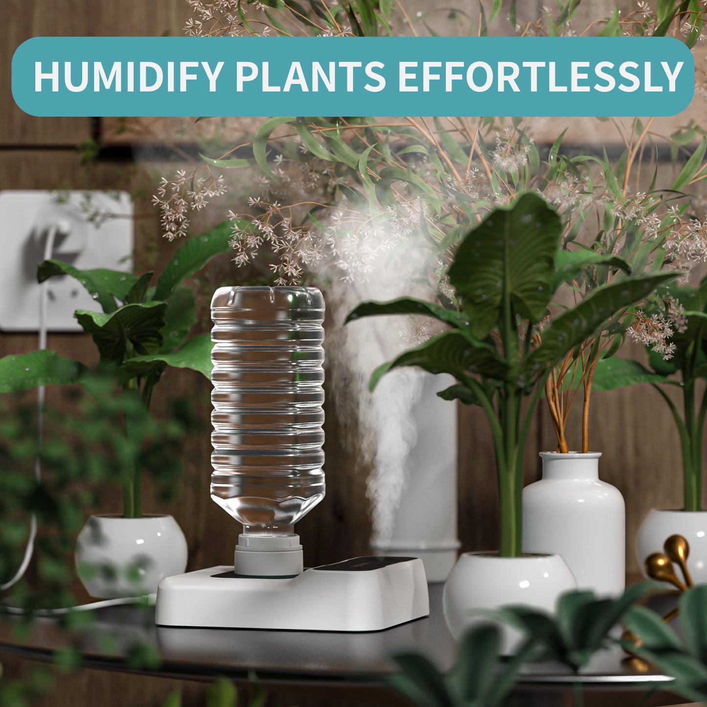 HOMDIS HU100 Portable Humidifier, Small Mini Humidifier with Auto Shut-Off, Nightlight and Storage Bag for Travel, Hotel, Bedroom or Office, Plant Humidifier Indoor