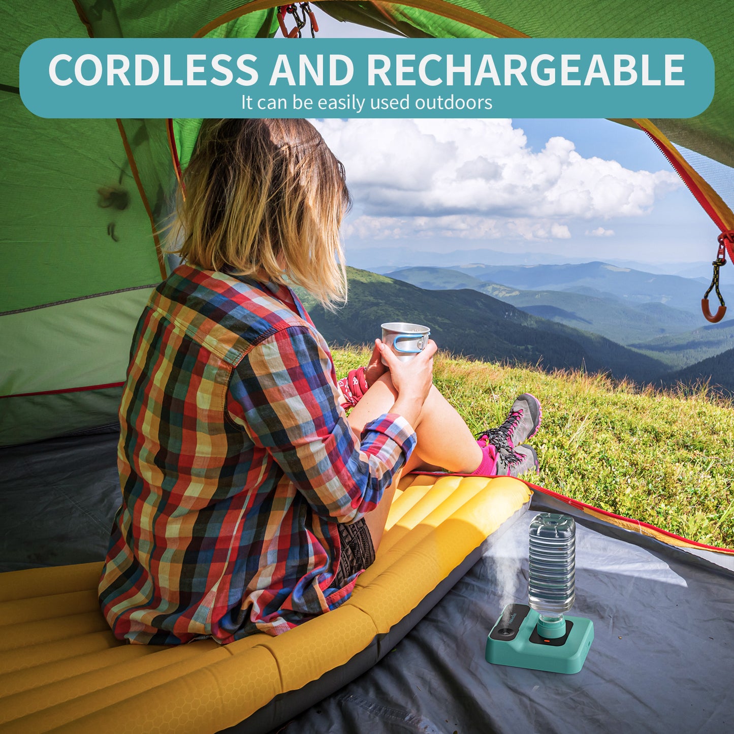 HOMDIS HU200 Travel Humidifier, Portable Humidifier for Plants, Bedroom, Office, Hotel or Car, 5000mAh Battery Operated Mini Cool Mist Humidifiers, Quiet 23dB, Auto-off, Night Light & BPA-Free