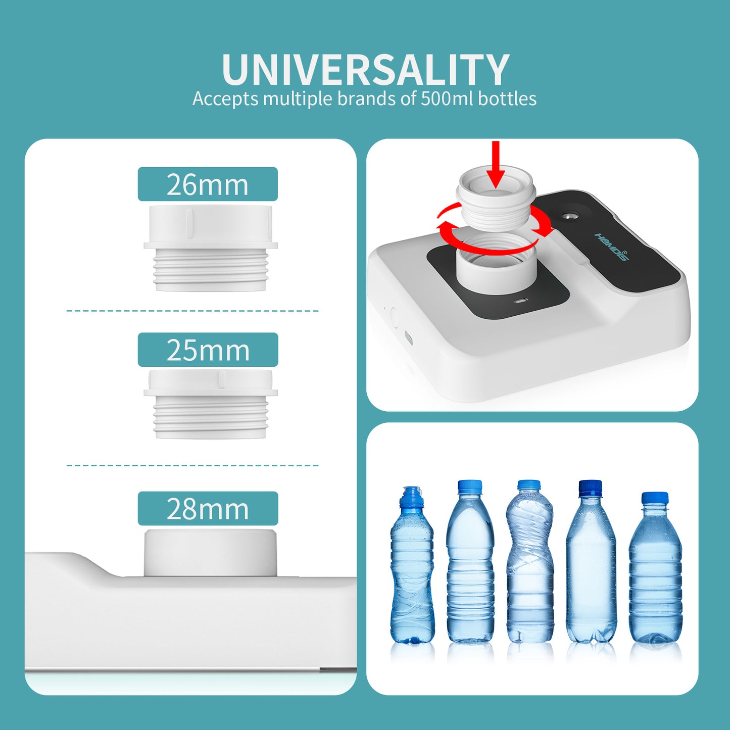 HOMDIS HU100 Portable Humidifier, Small Mini Humidifier with Auto Shut-Off, Nightlight and Storage Bag for Travel, Hotel, Bedroom or Office, Plant Humidifier Indoor